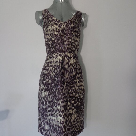 J.Crew Women's Leopard Print V Neck Wool & Silk Full Lined Dress Size 12 - Picture 1 of 7